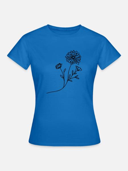 Margeritenzauber: Filigrane Blüten in Linienkunst - Frauen T-Shirt - Royalblau