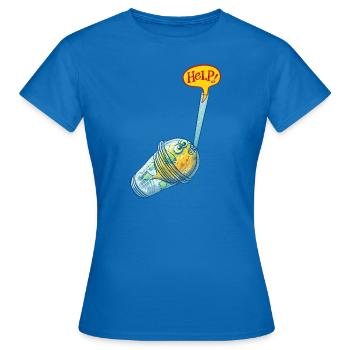 Pufferfish in plastic glass request help - Women's T-Shirt - royal blue - Front - AI Model Female 172 dark (172cm)