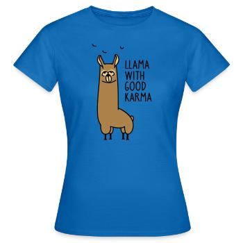 Lustiges Lama mit guten Karma - Frauen T-Shirt - Royalblau - Vorne - AI Model Female 172 dark (172cm)