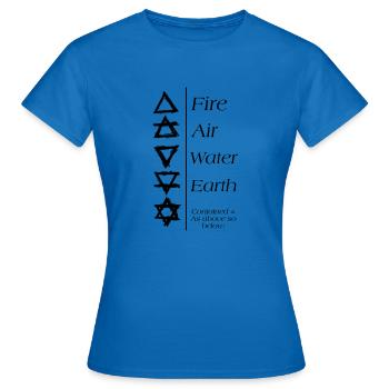 Universal Symbols / 5 Elements - Women's T-Shirt - royal blue - Front - AI Model Female 172 dark (172cm)