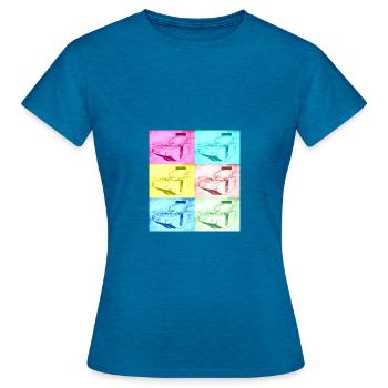 Breaker colour - Frauen T-Shirt - Antikblaues Saphir meliert - Vorne - AI Model Female 172 dark (172cm)