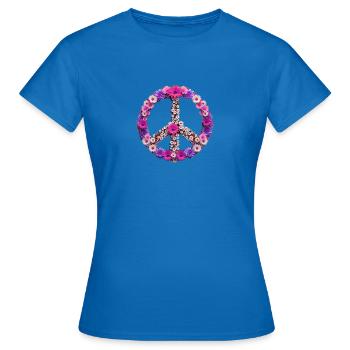 paix, signe de paix, signe de paix, fleurs, coloré - T-shirt Femme - bleu royal - Devant - AI Model Female 172 dark (172cm)