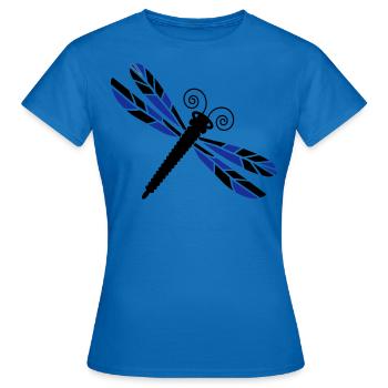 Libellen-Mosaik - Frauen T-Shirt - Royalblau - Vorne - AI Model Female 172 dark (172cm)