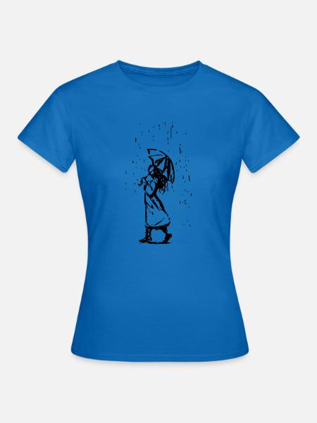 Mädchen mit Regenschirm - Frauen T-Shirt - Royalblau