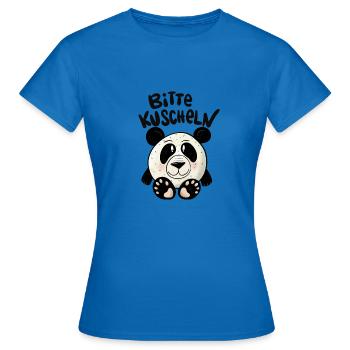 Panda Kuscheln - Frauen T-Shirt - Royalblau - Vorne - AI Model Female 172 dark (172cm)