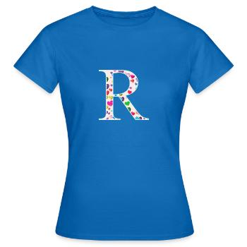 Personalisierbar Monogramm R Herzmuster - Frauen T-Shirt - Royalblau - Vorne - AI Model Female 172 dark (172cm)