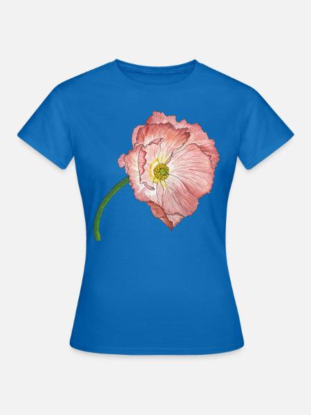 rosa Mohn Blume - Frauen T-Shirt - Royalblau