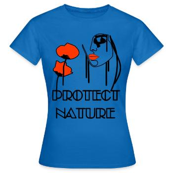 Protect Nature Portrait Poppies & Bees - Women's T-Shirt - royal blue - Front - AI Model Female 172 dark (172cm)