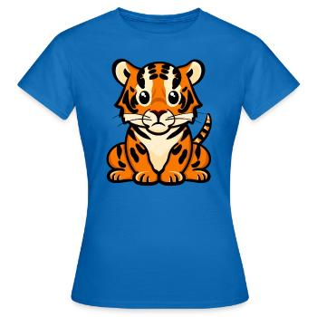 TIGER BABYTIGER KATZE LÖWE RAUBTIER GESTREIFT FELL - Frauen T-Shirt - Royalblau - Vorne - AI Model Female 172 dark (172cm)