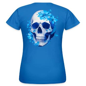 Intensiv blauer Blumenschädel - Frauen T-Shirt - Royalblau - Hinten - AI Model Female 172 dark (172cm)