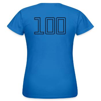 Nummer 100 (University Style) - Frauen T-Shirt - Royalblau - Hinten - AI Model Female 172 dark (172cm)