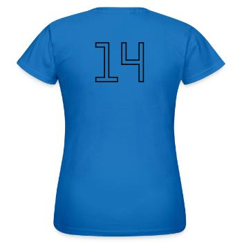 Numéro 14 (Style Université) - T-shirt Femme - bleu royal - Dos - AI Model Female 172 dark (172cm)