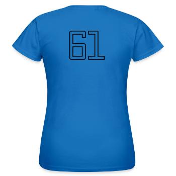 Numéro 61 (Style Université) - T-shirt Femme - bleu royal - Dos - AI Model Female 172 dark (172cm)