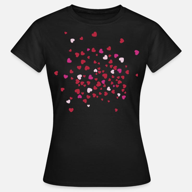 Herzen - Dame-T-shirt - sort
