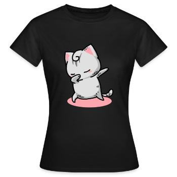 Chat Kawaii Dab - T-shirt Femme - noir - Devant - AI Model Female 172 dark (172cm)