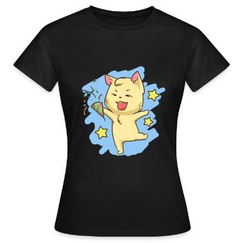 Geburtstag Katze Kawaii Party Feier Miezekatze - Frauen T-Shirt - Schwarz - Vorne - AI Model Female 172 dark (172cm)