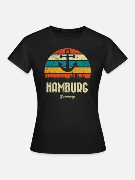 Hamburg Anker Stadt Hamburger Hafen Geschenk - Frauen T-Shirt - Schwarz