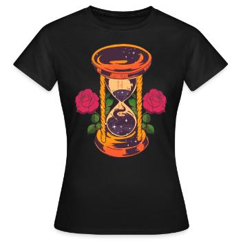 Sablier aux roses - T-shirt Femme - noir - Devant - AI Model Female 172 dark (172cm)