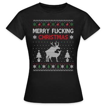 JOYEUX BAISANT NOËL cadeau de Noël vulgaire - T-shirt Femme - noir - Devant - AI Model Female 172 dark (172cm)