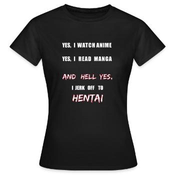 Hentai Anime Manga Otaku Japan - Women's T-Shirt - black - Front - AI Model Female 172 dark (172cm)