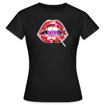 Disco Lips with Lollipop - T-shirt Femme - noir - Devant - AI Model Female 172 dark (172cm)