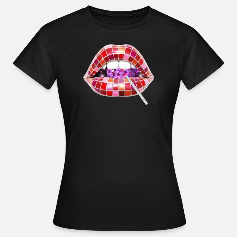 Disco Lips with Lollipop - Women's T-Shirt - black