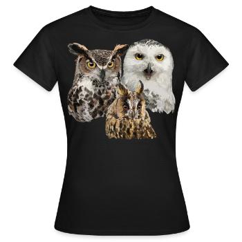 Owls - Women's T-Shirt - black - Front - AI Model Female 172 dark (172cm)