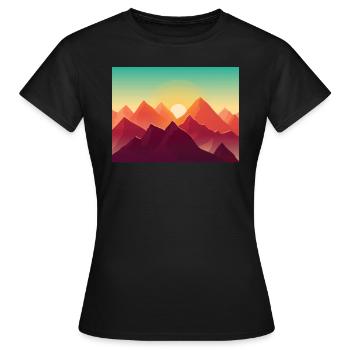 Mountains - Sunrise - Women's T-Shirt - black - Front - AI Model Female 172 dark (172cm)
