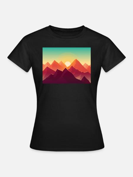 Berge - Sonnenaufgang - Frauen T-Shirt - Schwarz
