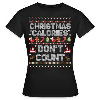 Chandail de Noël laid Calories de Noël - T-shirt Femme - noir - Devant - AI Model Female 172 dark (172cm)