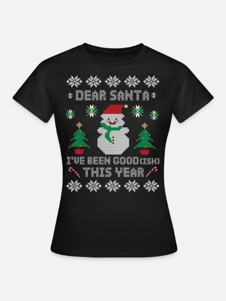 Weihnachten Artig Ugly Christmas Sweater - T-shirt dam - svart