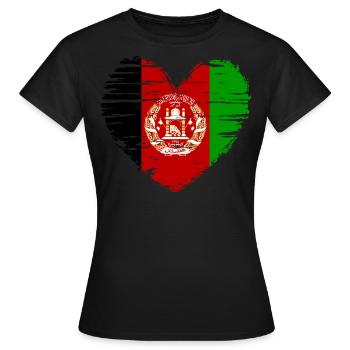 Afghanistan heart flag flag coat of arms - Women's T-Shirt - black - Front - AI Model Female 172 dark (172cm)