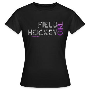 Conception de texte de joueur de hockey sur gazon - T-shirt Femme - noir - Devant - AI Model Female 172 dark (172cm)