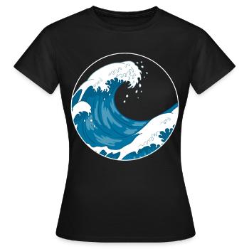 La Grande Vague Avant le cadeau De Kanagawa Hokusai - T-shirt Femme - noir - Devant - AI Model Female 172 dark (172cm)