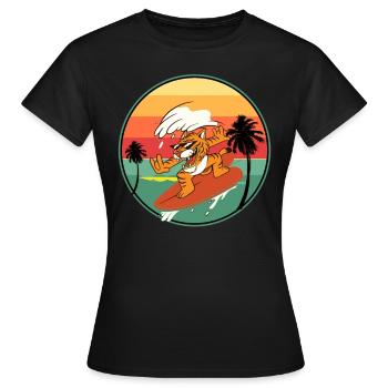 Wellenreiter Tiger surf Surfing Ocean - Frauen T-Shirt - Schwarz - Vorne - AI Model Female 172 dark (172cm)