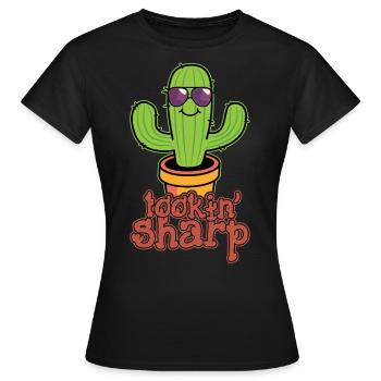 Cactus Plant Looking Sharp - Women's T-Shirt - black - Front - AI Model Female 172 dark (172cm)