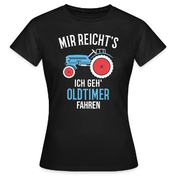 Trecker Oldtimer Landwirt Geschenkidee - Frauen T-Shirt - Schwarz - Vorne - AI Model Female 172 dark (172cm)