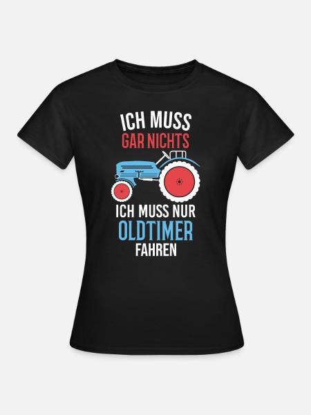 Oldtimer Traktor Landwirt Geschenk - Frauen T-Shirt - Schwarz