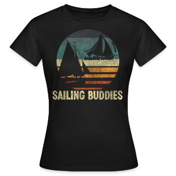 Sailing Buddies Sailboat Retro - T-shirt Femme - noir - Devant - AI Model Female 172 dark (172cm)