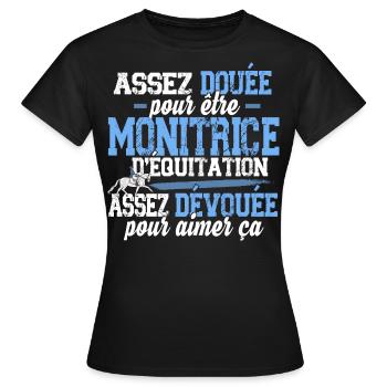 Monitrice d'équitation Métier Cheval Equestre - T-shirt Femme - noir - Devant - AI Model Female 172 dark (172cm)