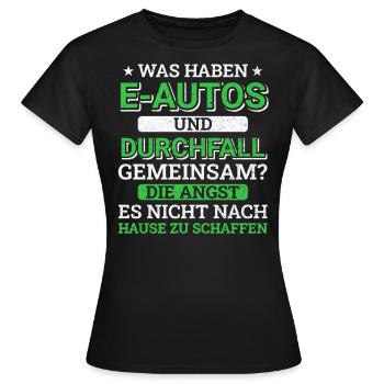Anti E-Auto Elektroauto Umweltschutz Verbrenner - Frauen T-Shirt - Schwarz - Vorne - AI Model Female 172 dark (172cm)