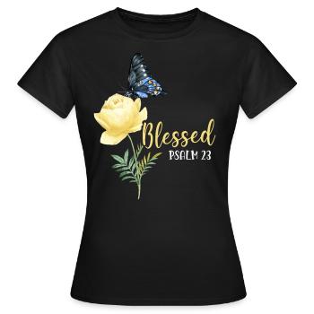Christian Bible Verse Butterfly - Frauen T-Shirt - Schwarz - Vorne - AI Model Female 172 dark (172cm)