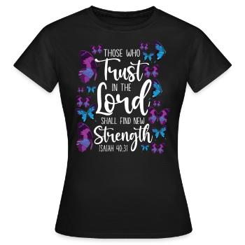 Christian Bible Verse Quote - Frauen T-Shirt - Schwarz - Vorne - AI Model Female 172 dark (172cm)