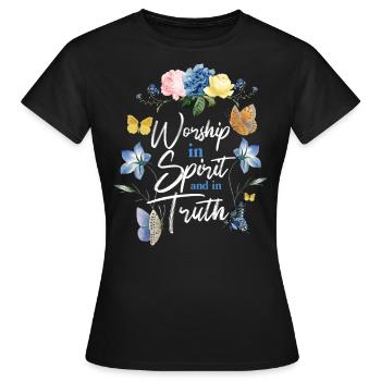 Christian Bible Verse Butterfly - Frauen T-Shirt - Schwarz - Vorne - AI Model Female 172 dark (172cm)