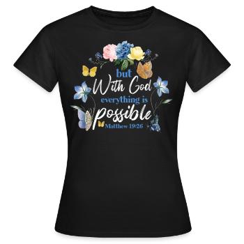 Christian Bible Verse Butterfly - Frauen T-Shirt - Schwarz - Vorne - AI Model Female 172 dark (172cm)
