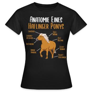 Anatomie eines Haflinger Ponys - Haflinger Pferd - Frauen T-Shirt - Schwarz - Vorne - AI Model Female 172 dark (172cm)