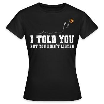 Bitcoin Crypto Chart je vous ai dit - T-shirt Femme - noir - Devant - AI Model Female 172 dark (172cm)