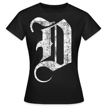 Tshirt alphabet initiale D - T-shirt Femme - noir - Devant - AI Model Female 172 dark (172cm)