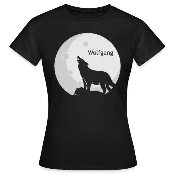 WOLFGANG Nom Wolf Outfit pour le jour du nom avec le nom - T-shirt Femme - noir - Devant - AI Model Female 172 dark (172cm)