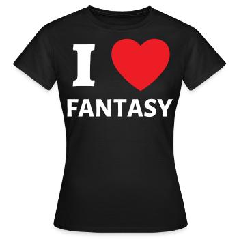 I Heart Fantasy - J’aime la fantasy - T-shirt Femme - noir - Devant - AI Model Female 172 dark (172cm)